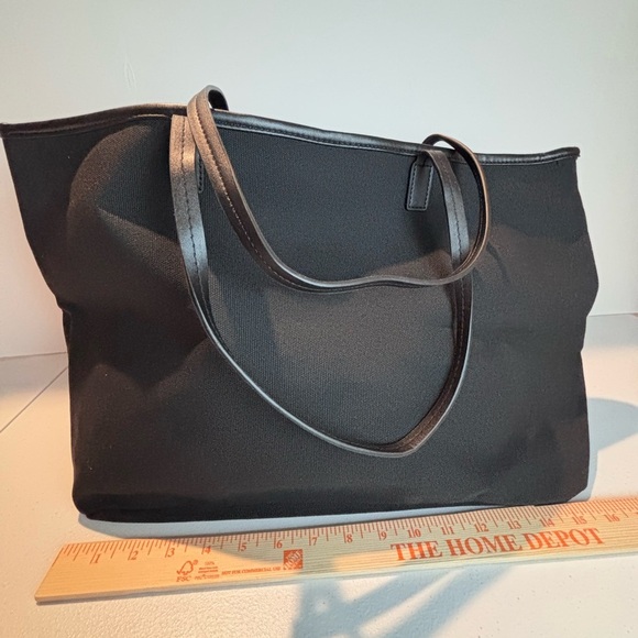 Cleobella Black Canvas Tote Bag with Vegan Leather Trim NWOT - Picture 3 of 9